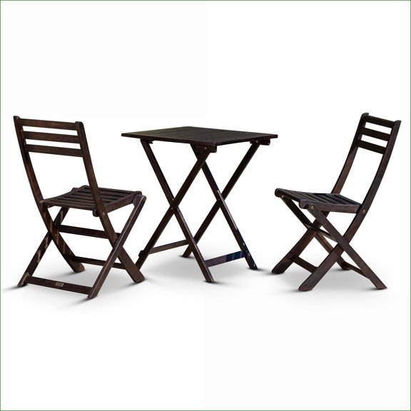 Outdoor 3-Piece Square Bistro Set, For Patio Balcony Apartment, Solid Eucalyptus, Dark Brown Espresso Finish | Eucalyptus|Espresso