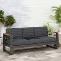 Outdoor 3 Seater Sofa, Aluminum Frame Leisure Couch for Patio Garden, Black