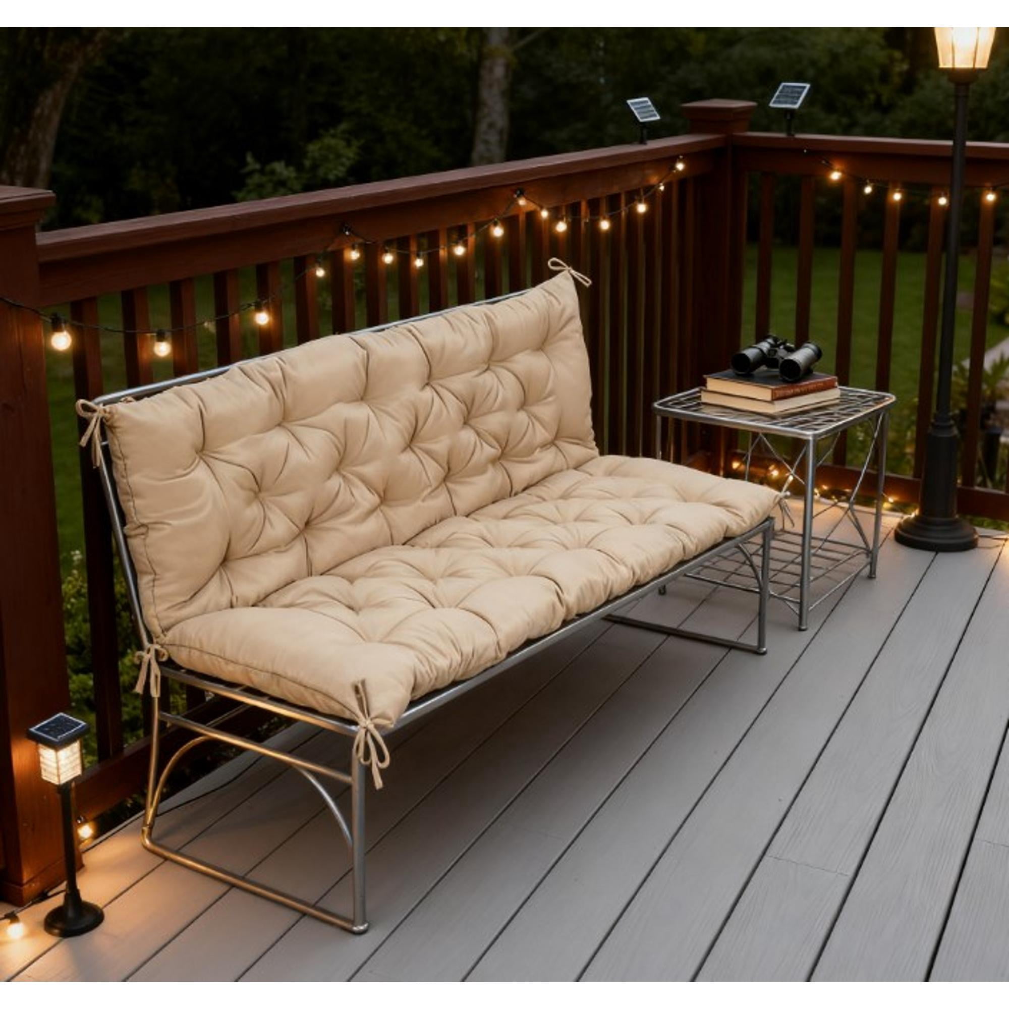 Outdoor 3-Seater Swing Replacement Cushion | 59" Tufted Patio Bench Cushion for Porch Furniture | Tan Brown