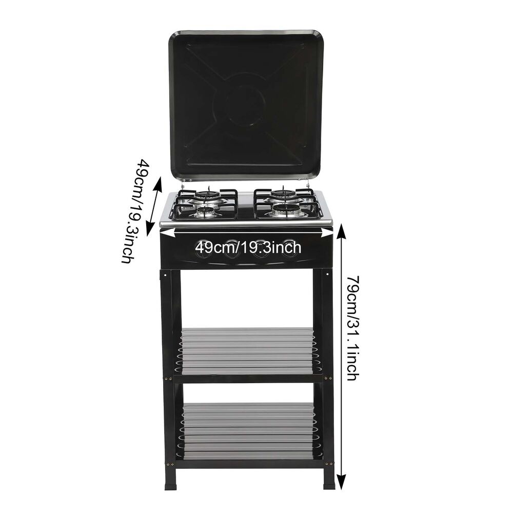 Outdoor 300000 BTU Stove Propane 4 Burner Portable Cooker BBQ Grill 2-Tier Rack