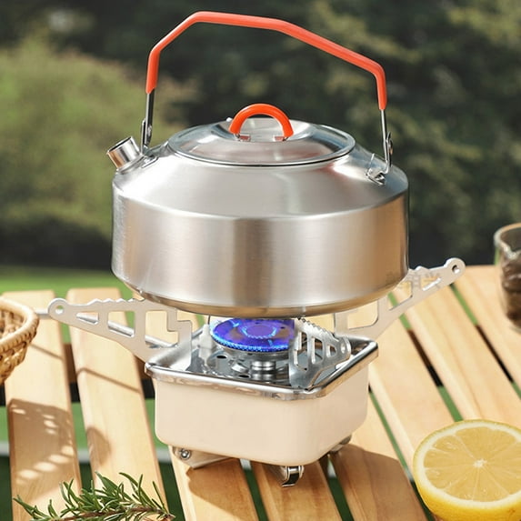 Outdoor 304 Stainless Steel Kettle, Grade, 1L/1.6L Capacity, Portable for Camping Boiling Water, Safe for Open Flame, Size 8x8x15cm