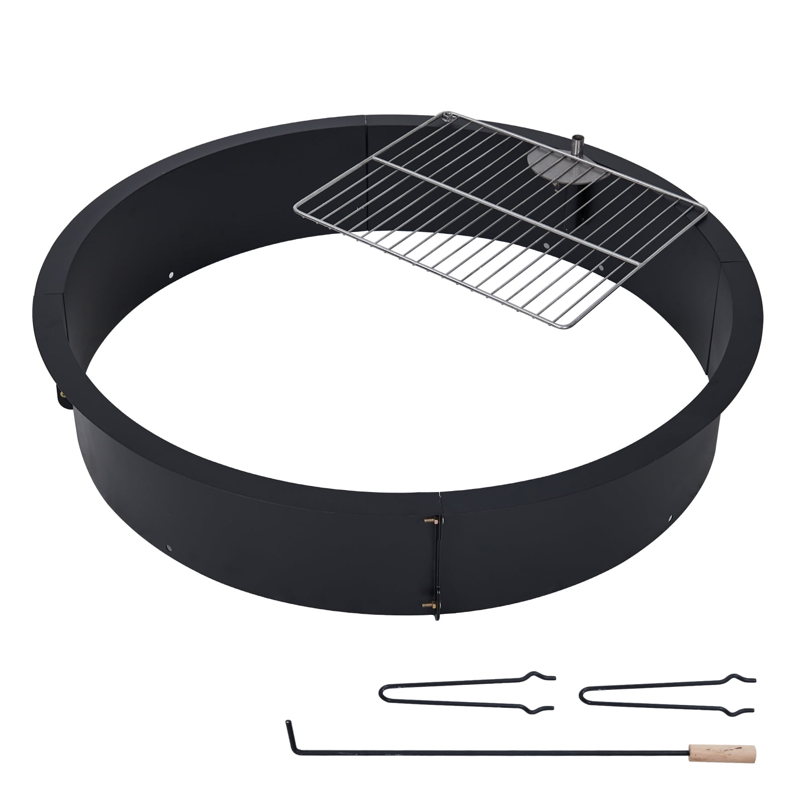 Outdoor 32 Inch Outer/30 Inch Smokeless Fire Pit Ring Insert, 2.5MM Thick Solid Steel Liner for In-Ground or Above Ground Outdoor Wood Burning Firepits, DIY Use in Backyard, Patio, Garden