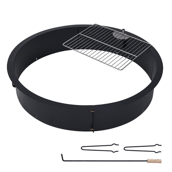 Outdoor 32 Inch Outer/30 Inch Smokeless Fire Pit Ring Insert, 2.5MM Thick Solid Steel Liner for In-Ground or Above Ground Outdoor Wood Burning Firepits, DIY Use in Backyard, Patio, Garden