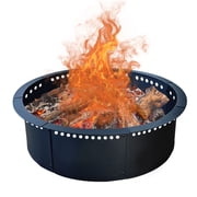 Outdoor 35 Inch Outer/31 Inch Inner Fire Pit Ring Smokeless,Duty Solid Metal Steel Round Firepit Ring Insert for DIY Fire Pits, Outdoor Above or In-Ground, Camping Garden Patio Backyard.