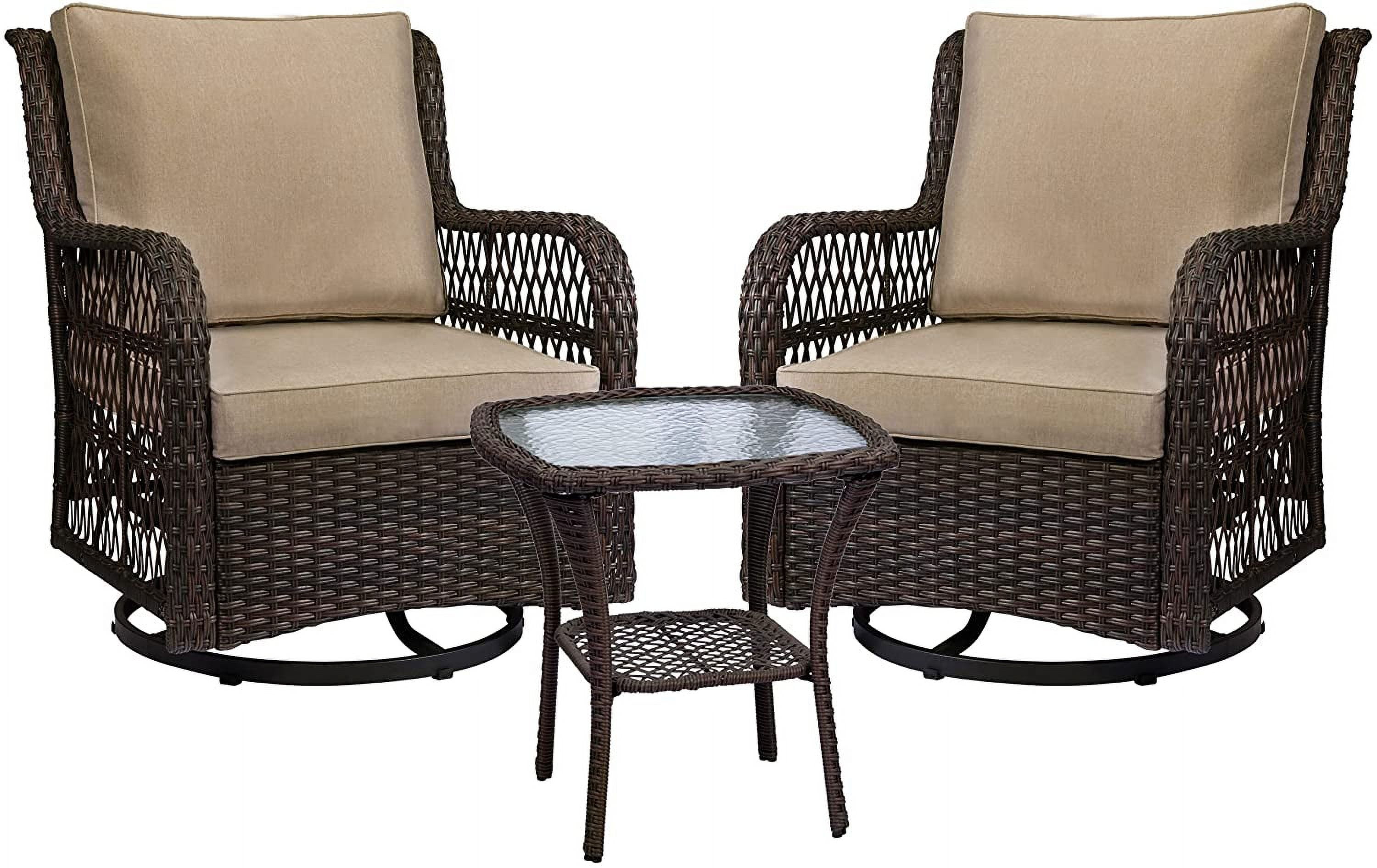 Outdoor Wicker Swivel Rocker Patio Set,360 Degree Swivel Rocking