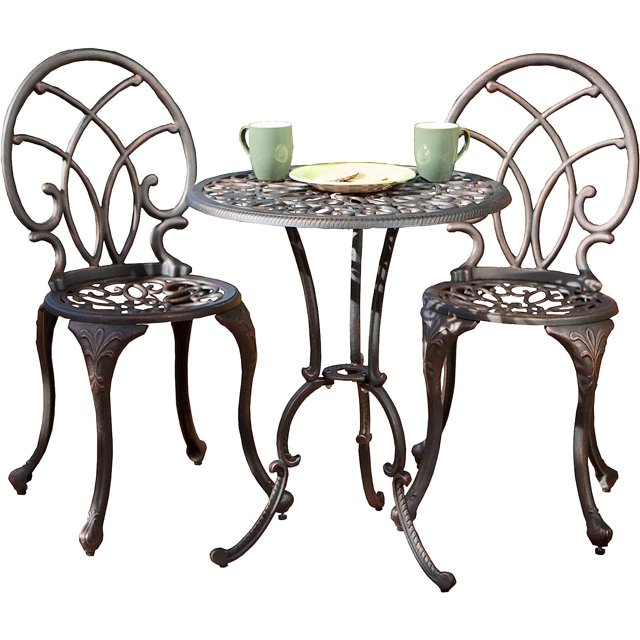 Outdoor 3pc Copper Cast Aluminum Bistro Set