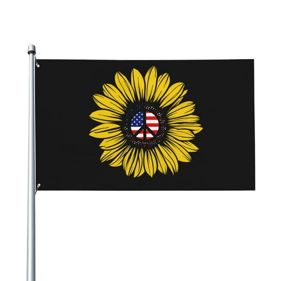 Outdoor 3x5ft American Flag Peace Sunflower Home Garden Decoration Flag Durable Fade Resistant For All Weather Outdoor