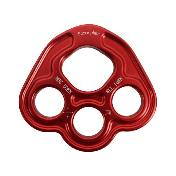 Outdoor 4 Holes Paw Rigging Plate Rope Access Climbing Anchor Durable Sturdy Rigging System Multipurpose Climbing Gear Red