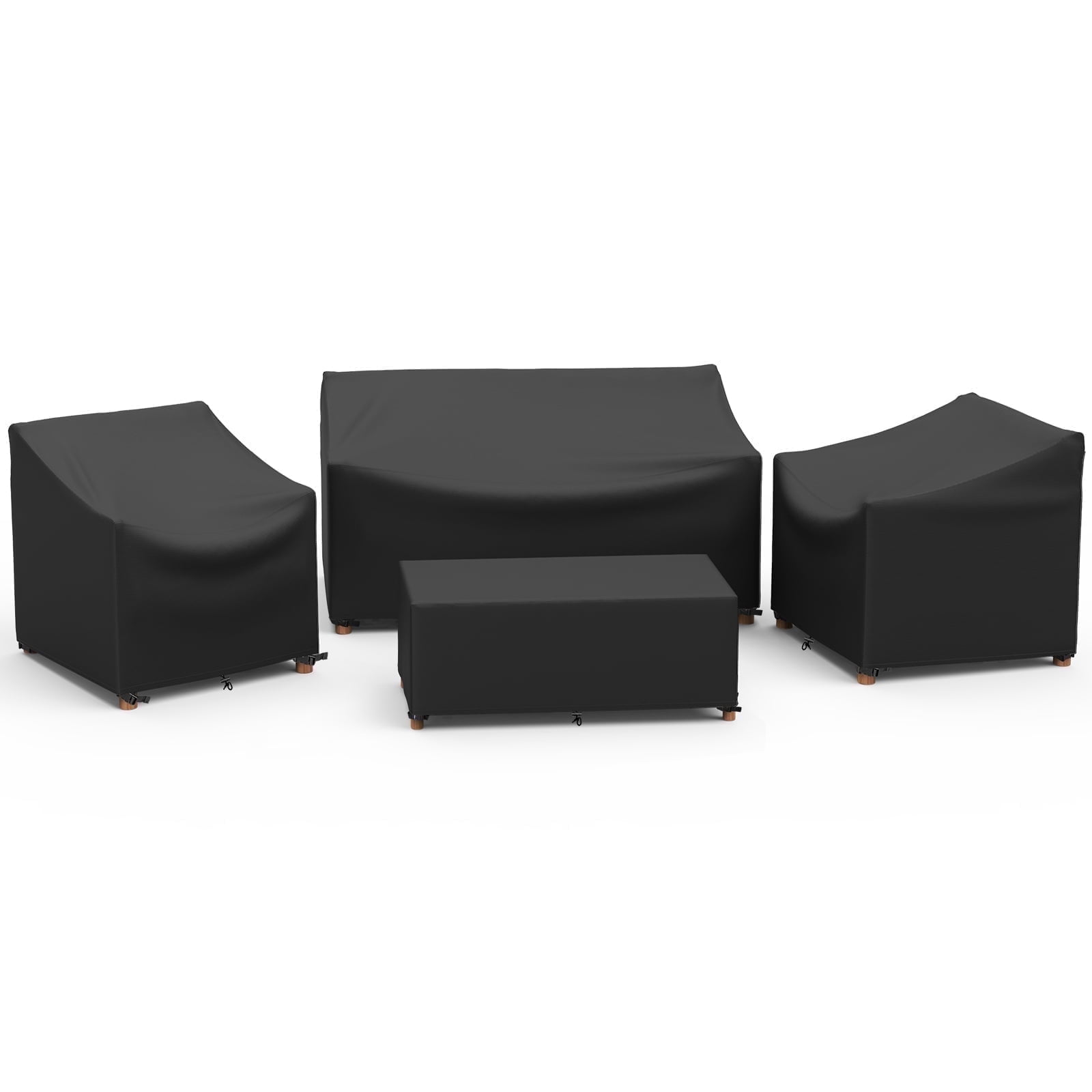 Limerenc Patio Furniture Covers, 4-Piece Outdoor Furniture Covers Waterproof for Patio Loveseat, Chair and Coffee Table, Black