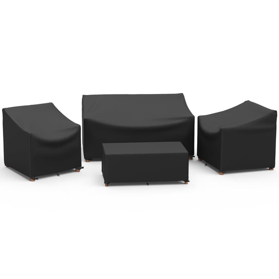 Limerenc Patio Furniture Covers, 4-Piece Outdoor Furniture Covers Waterproof for Patio Loveseat, Chair and Coffee Table, Black