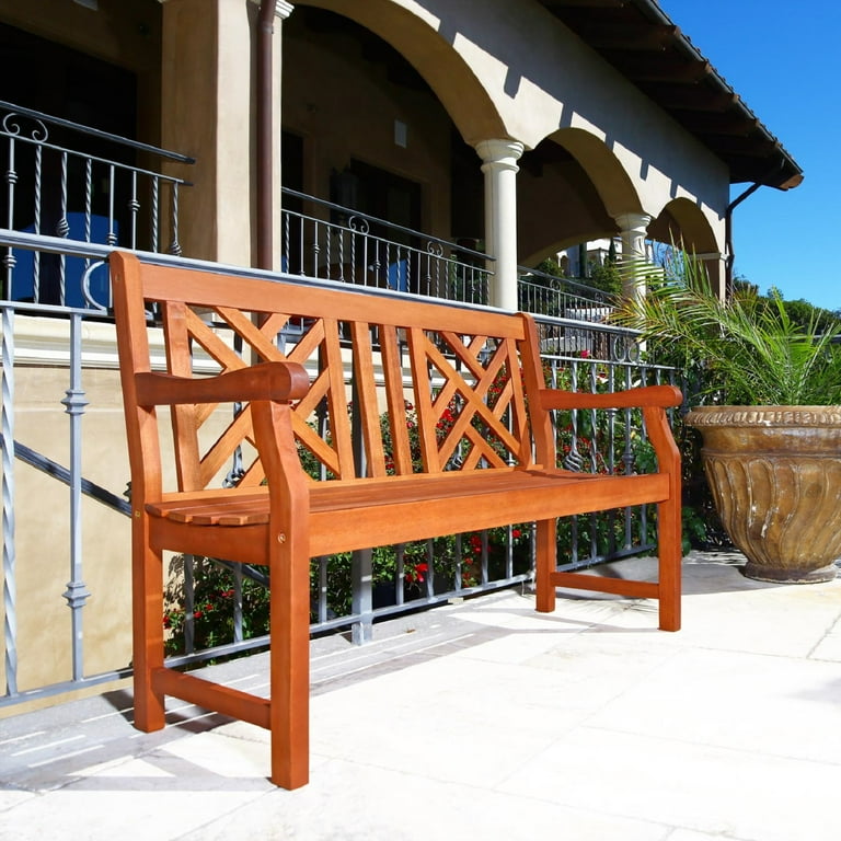 Malibu Outdoor Patio 4 foot Wood Garden Bench Walmart