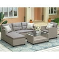 thumbnail image 1 of Outdoor 4-piece Rattan Sofa Set, Backrest Sofa, Sofa Set with Cushions, Assembly Needed, Beige Brown, 1 of 7