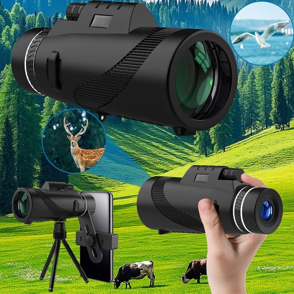 Outdoor 40x HD Monocular Telescope With Tripod And Phone Bracket, Compact Lightweight Build, Wide‑Angle View, Fully Coated Lens, Travel‑Ready, Bird Watching, Sports, Hiking, Concerts, Exploration