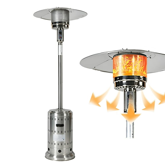 Outdoor 48000 BTU Outdoor Propane Patio Heater with Wheels and Cover, Stainless Steel Burner for outdoor use, Triple Protection System for Patio, Garden, Commercial Residential