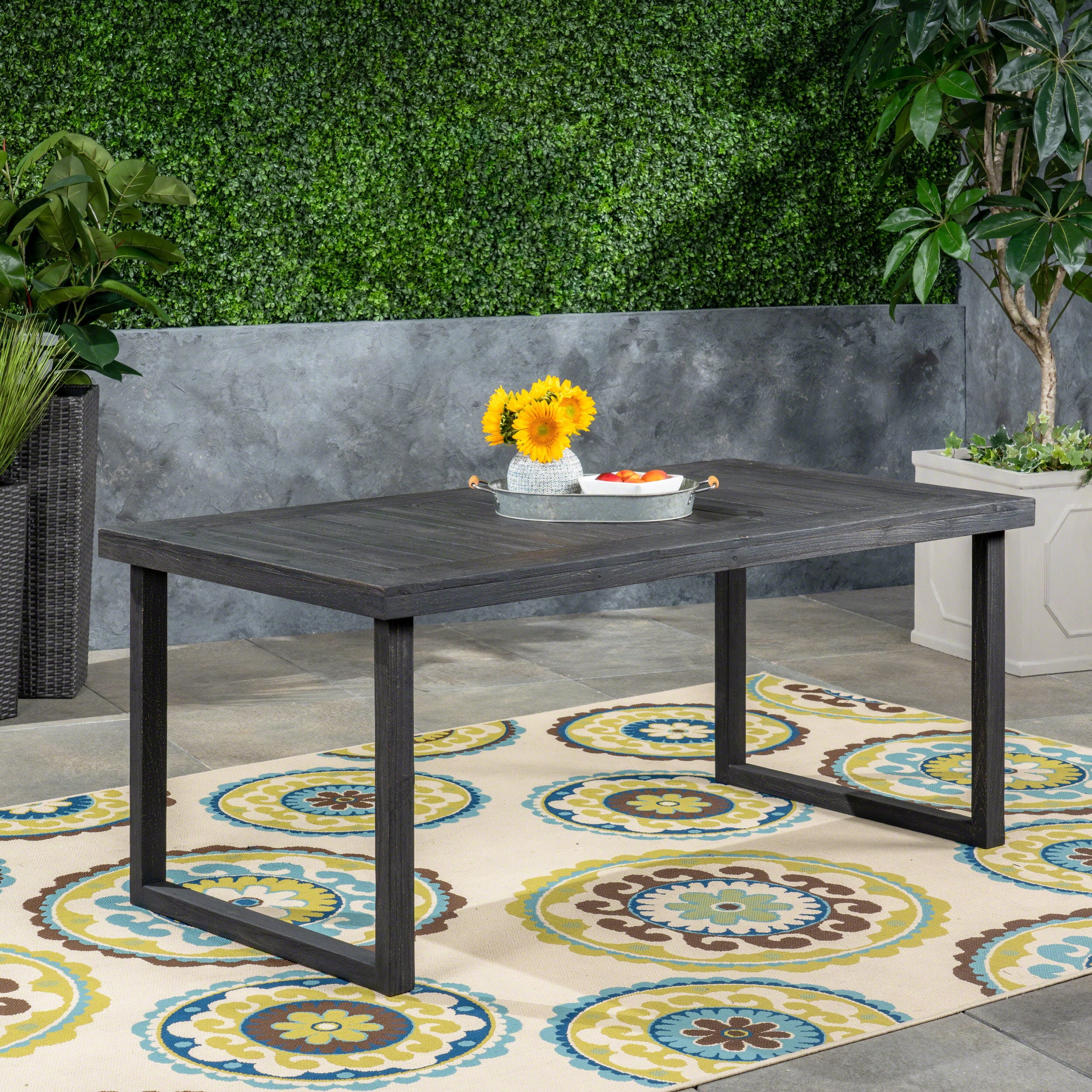 Outdoor Square Acacia Wood Dining Table - Gray