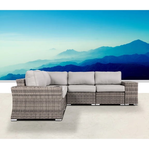 Outdoor 7 Sectional - Grey Mix Cushions, Rustproof, Water With Cushions. Fully Assembled. Commercial-grade Construction. Rustproof Frame. Space.