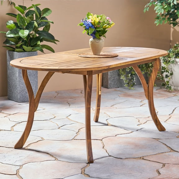 Outdoor 70" Wood Dining Table With A Finish Flair Stylish Oval Table, 70", For Spaces