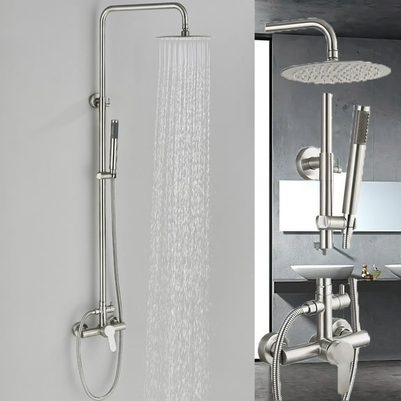 Outdoor 8" Rainfall Shower Faucet set Exposed Shower System Kit with Hand Shower