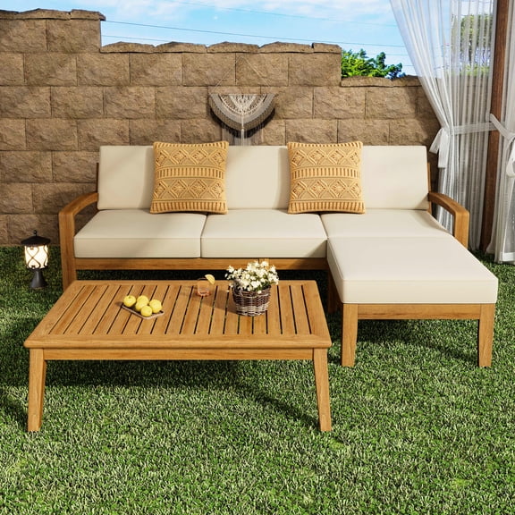 Outdoor Acacia Sofa Set with Coffee Table / Adaptable for Outdoor Space