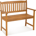 Outdoor Acacia Wood Bench 2Person Garden Bench with Backrest and
