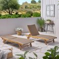 thumbnail image 1 of Set of 2 Outdoor Chaise Lounge Chairs with Wicker Seating, Adjustable Backrest & Pull-Out Tray, Weather-Resistant Acacia Wood Frame, Brown, 1 of 9