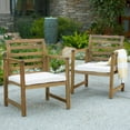 thumbnail image 1 of Outdoor Acacia Wood Club Chairs, 2-Pcs Set, Natural Stained / White, 25.5"D X 24.5"W X 33.0"H, 1 of 9