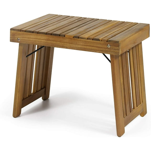 Outdoor Acacia Wood Folding Side Table, Teak Finish