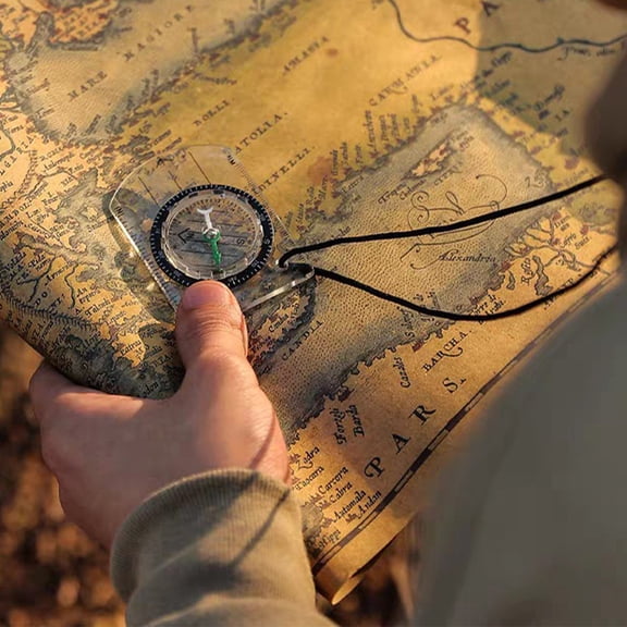 Outdoor Acrylic Compass | Transparent Mini Map Scale Lanyard | Precise Needle, Waterproof, Glow-in-Dark, Portable Hiking Navigation Tool | 6x4.8cm Durable Accessory