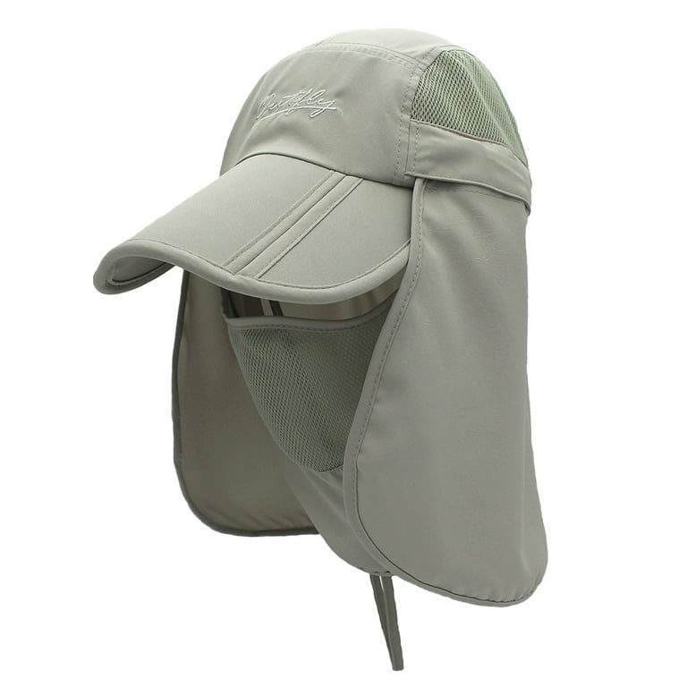Outdoor Activities Hat Shade Hat UV Protecting Sun Hat Sun Protection Wide  Brim Hat with Neck Face Flap (Adult Light Grey)