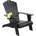 thumbnail image 1 of Outdoor Adirondack Chair, All-Weather Potia Armchair with Cup Holder, Modern Accent Oversized Lounge Chair for Fire Pit Porch Law Balcony Backyard, Black, 1 of 5