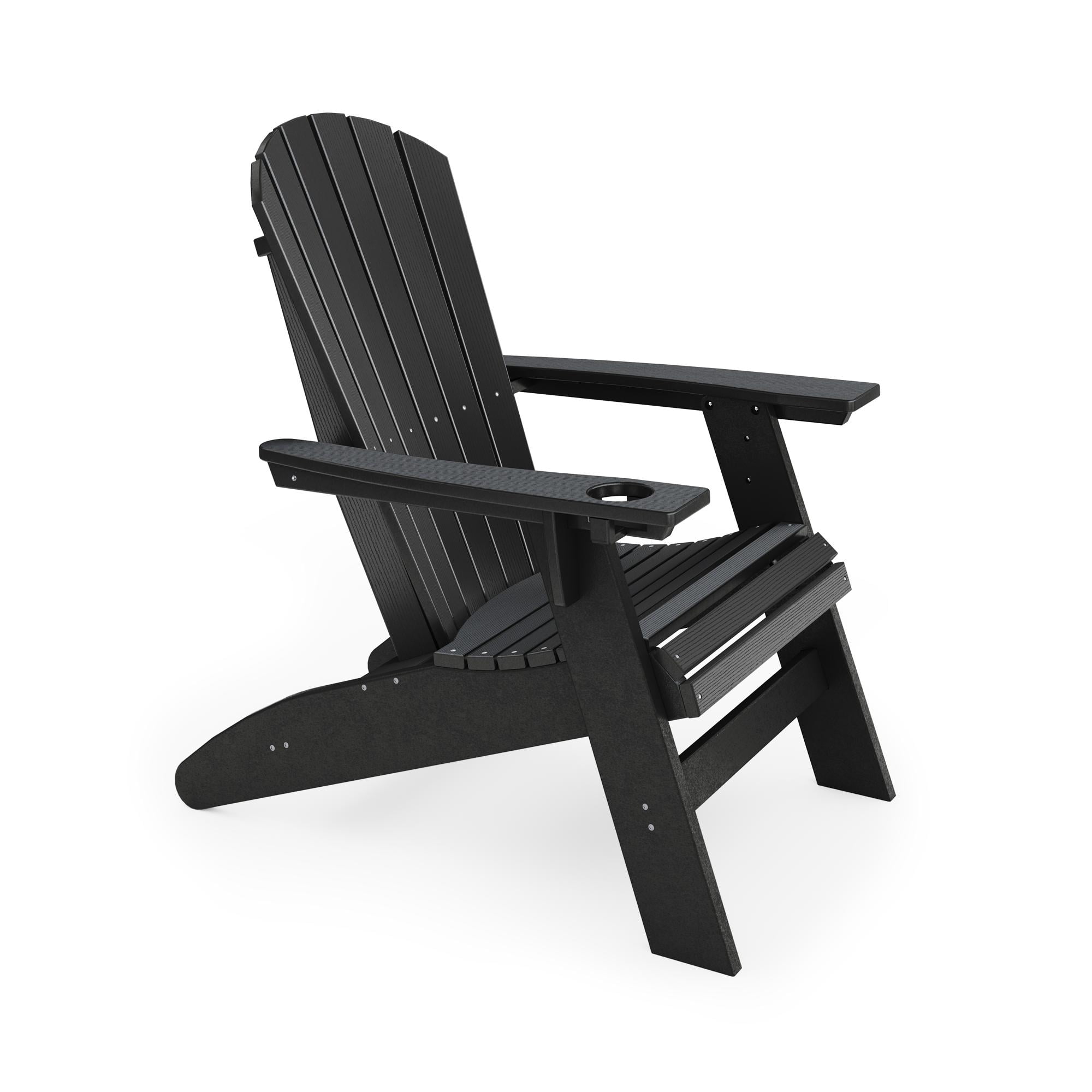 Outdoor Adirondack Chair – Curved Back for Poolside/Patio/Garden | Black | HDPE Poly Lumber