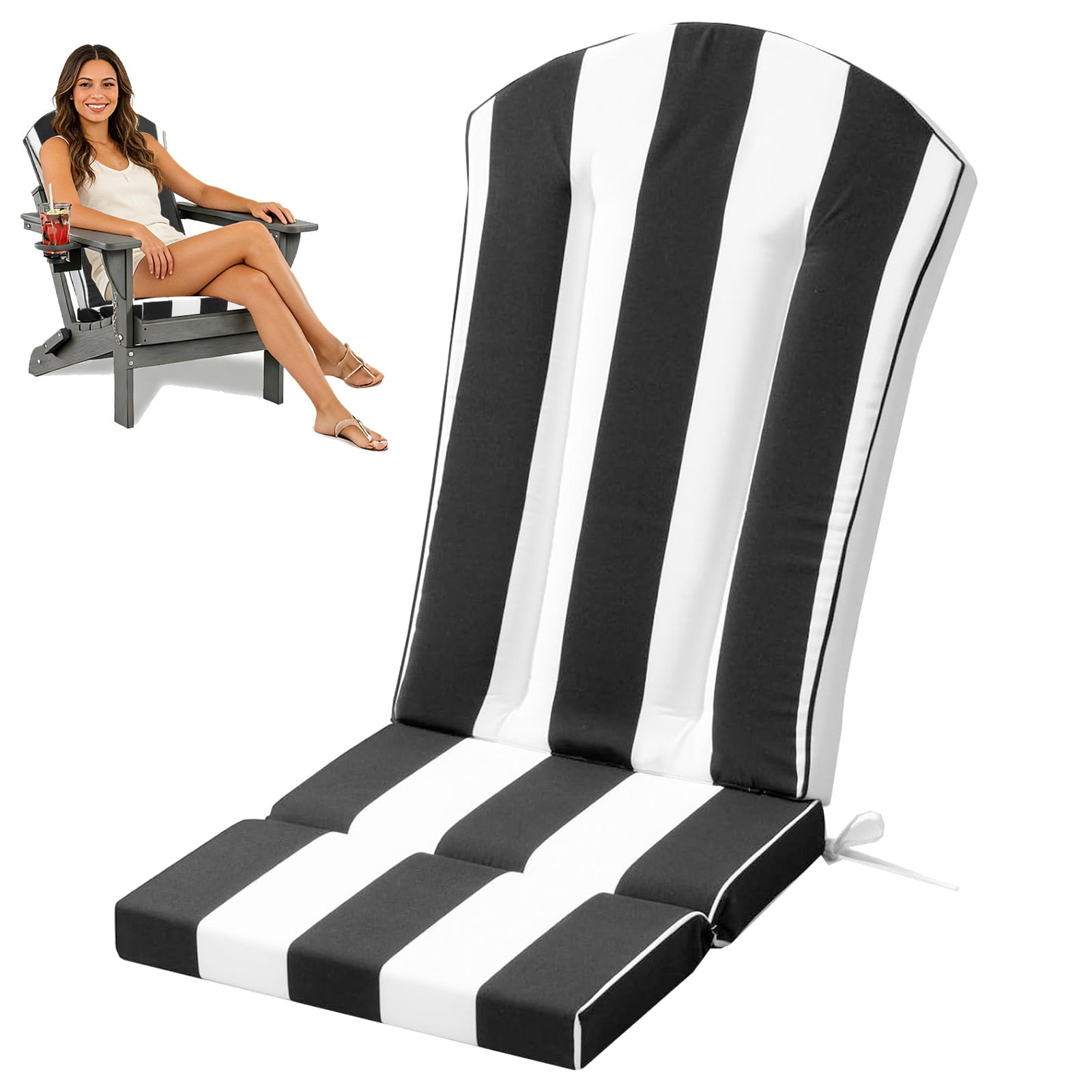 Outdoor Adirondack Chair Cushion, 50”x20” High-Back Rocking Chair Pad, Waterproof Patio Furniture Cushion for Indoor & Outdoor Use