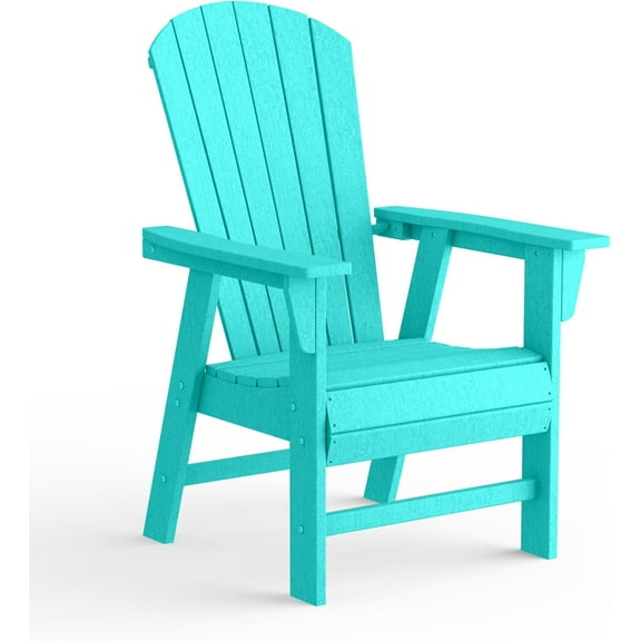 Outdoor Adirondack Chair, HDPE Patio Balcony Chairs, Portside Seashell Nautical Curveback Adirondack Chair and Fire Pit Chairs, Turquoise