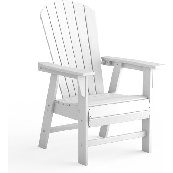 Outdoor Adirondack Chair, HDPE Patio Balcony Chairs, Portside Seashell Nautical Curveback Adirondack Chairs and Fire Pit Chairs, White