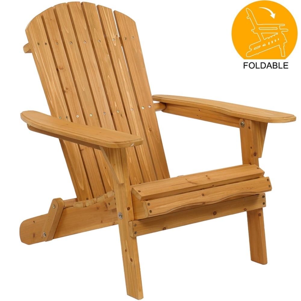 Outdoor Adirondack Chair, Wood Patio Chair Folding Design, High Backrest Fire Pit Lounge Chair for Backyard Porch Poolside Deck, Half Assembled, 1 PCS