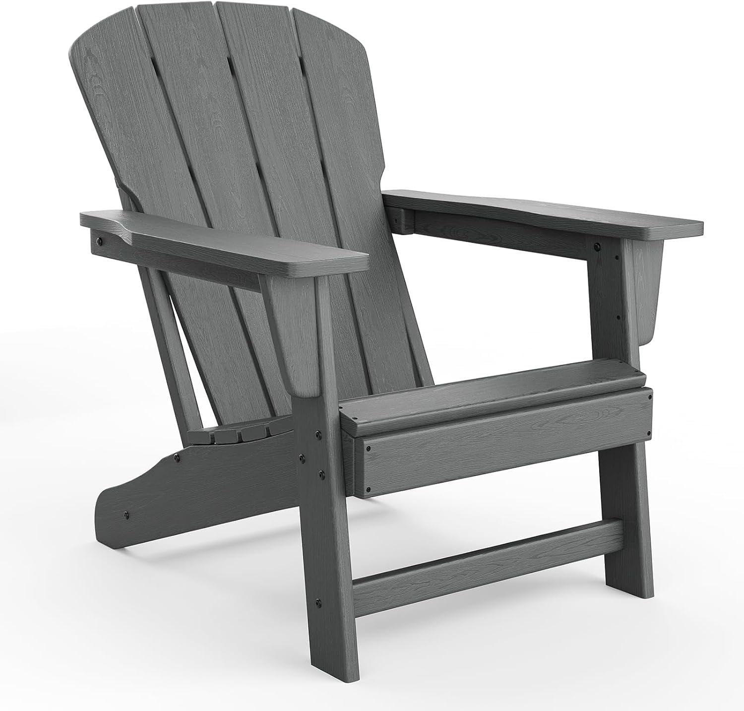 Outdoor Adirondack Chairs, HDPE Plastic Patio Chairs for All Weather, Weather-Resistant Fire Pit Chair with Wide Armrests & Slatted Back, for Patio, Deck, Lawn, Gray