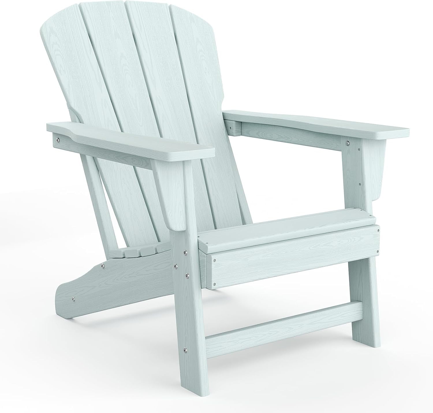 Outdoor Adirondack Chairs, HDPE Plastic Patio Chairs for All Weather, Weather-Resistant Fire Pit Chair with Wide Armrests & Slatted Back, for Patio, Deck, Lawn, Light Biue