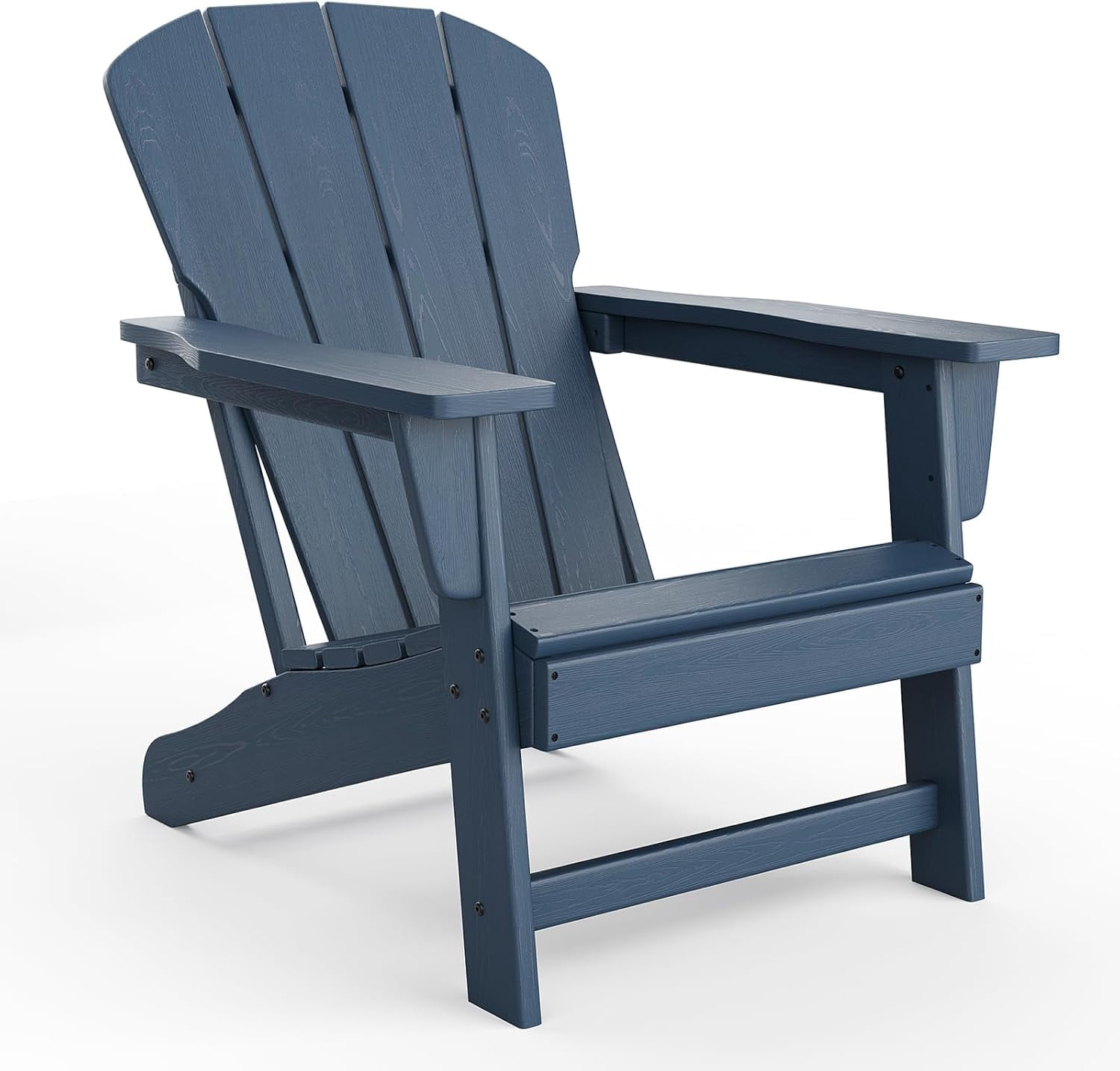 Outdoor Adirondack Chairs, HDPE Plastic Patio Chairs for All Weather, Weather-Resistant Fire Pit Chair with Wide Armrests & Slatted Back, for Patio, Deck, Lawn, Navy Blue