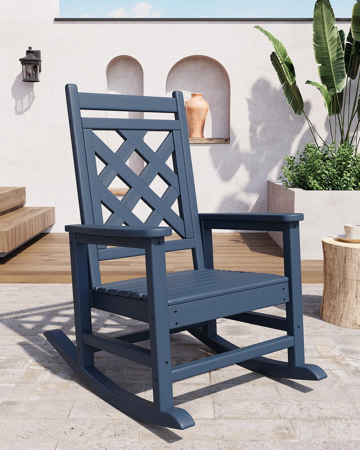 Outdoor Adirondack Rocking Chair, HDPE Patio All Weather Adirondack ...