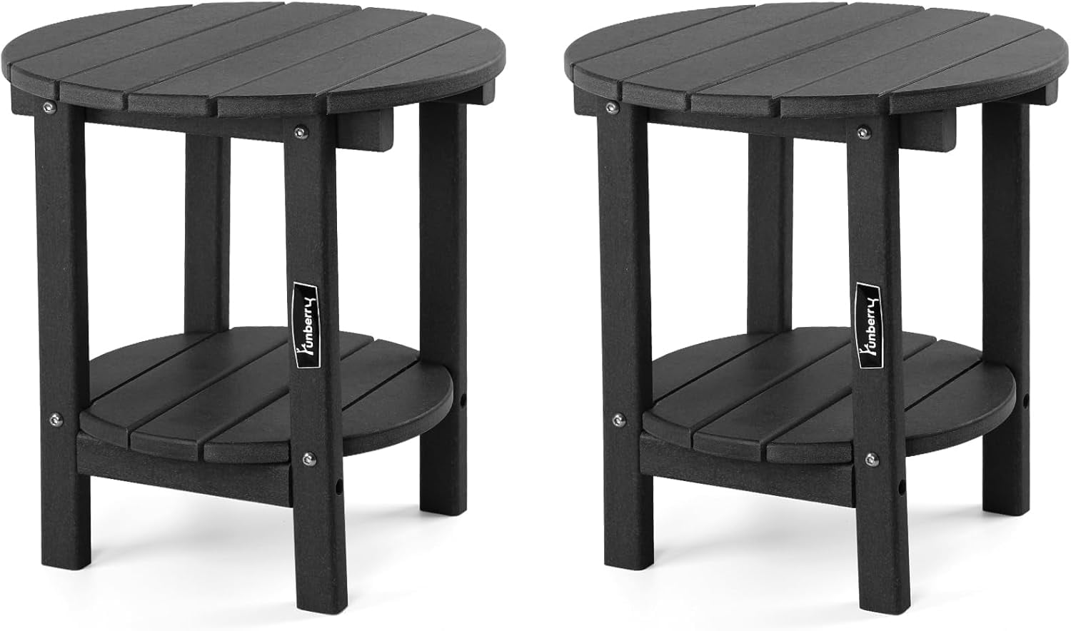 Outdoor Adirondack Side Table, 2-Tier Patio End Tables, HDPE All ...