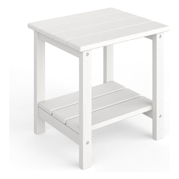 Outdoor Adirondack Side Table, HDPE 2-Tier Sturdy Patio End Table Weather Resistant for Adirondack Chair, Outdoor Square Side Tables for Patio, Poolside, Porch, Deck, Indoor, Backyard