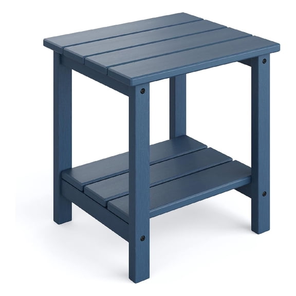 Outdoor Adirondack Side Table, HDPE 2-Tier Sturdy Patio End Table Weather Resistant for Adirondack Chair, Outdoor Square Side Tables for Patio, Poolside, Porch, Deck, Indoor, Backyard