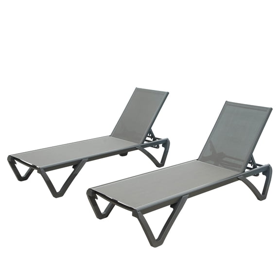 Outdoor Adjustable Chaise Lounge Chair, Aluminum Frame Breathable Textilene Recliner with Wheels & Stackable Design