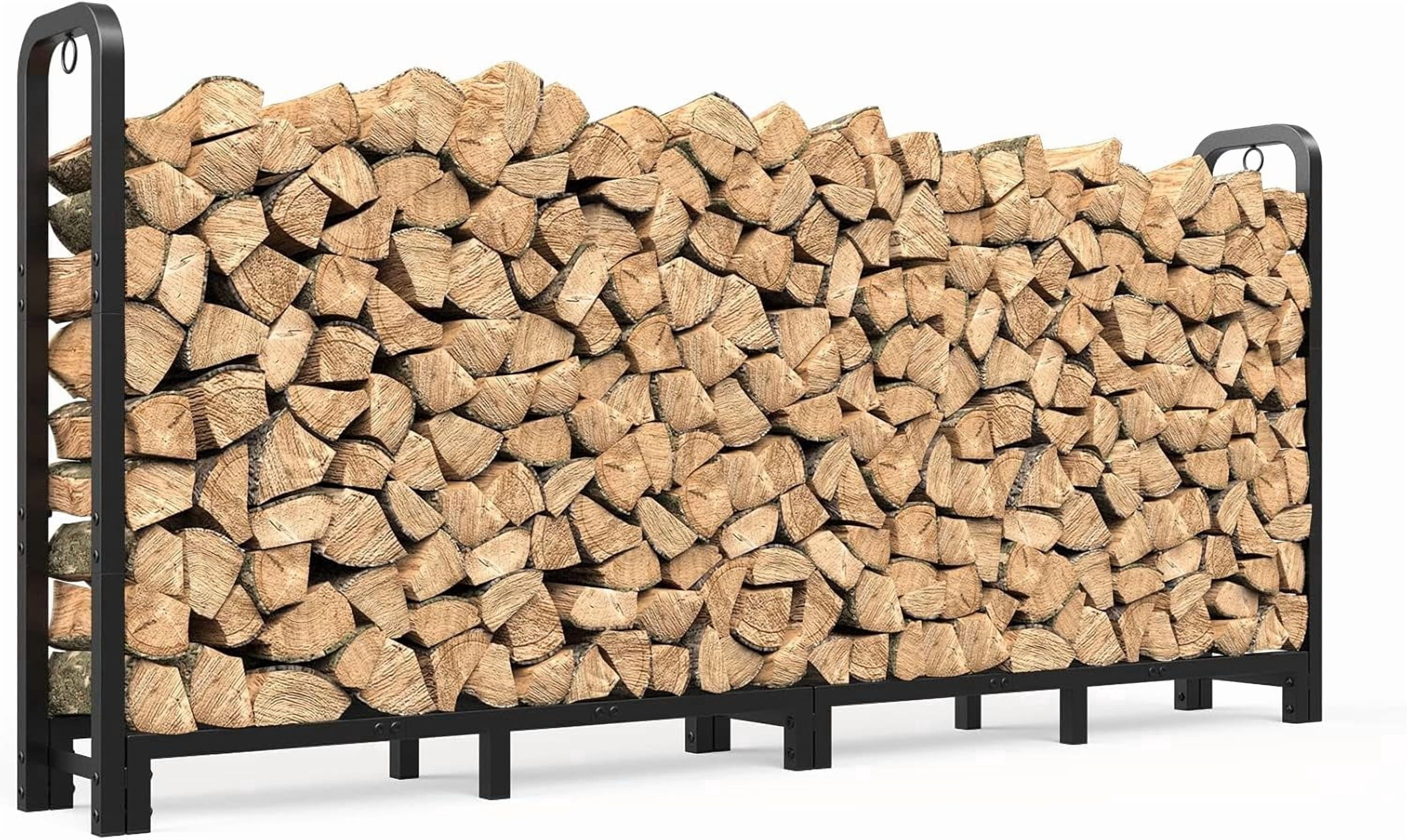 Outdoor Adjustable Firewood Rack 8FT Heavy Duty Steel Log Holder 1 ...