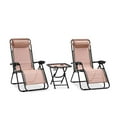 thumbnail image 1 of Outdoor Adjustable Zero Gravity Lounge Chair Recliners with Table and Padded Headrest Pillows, 2 Pack, (Cream) 1.0,, 1 of 8