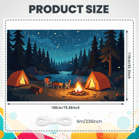 Outdoor Adventure Camp Banner Starry Night Scene Tent for Camping Event Decoration Family Gathering
