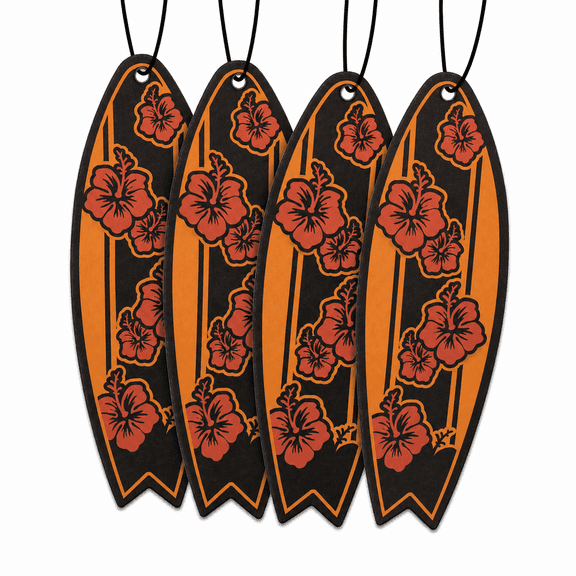 Outdoor Adventure Car Air Freshener 4 Pack Scented With Premium Oils By Fresh Fresheners (Surfboard)
