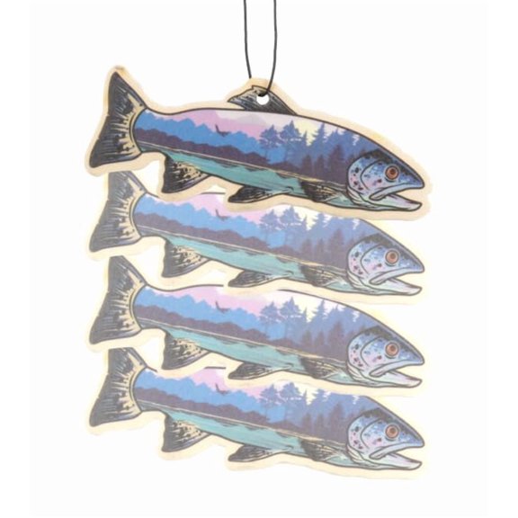 Outdoor Adventure Car Air Freshener 4 Pack Scented With Premium Oils By Fresh Fresheners (Trout)