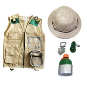 Outdoor Adventure Kits, Explorer Kits, Cargo Vest and Hat Bottle Set, Kids Explorer Costume Dress up for Boys A