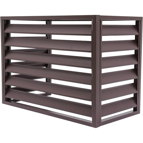 Outdoor Air Conditioner Fence Screen Aluminum Alloy Air Conditioner Covers Freestanding Air Conditioner Privacy Screen Fence Panels ac Fence for Outside Outdoor Privacy (Brown)